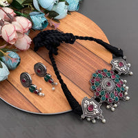 Vaamika Oxidized Plated Kundan Stone Necklace Set