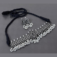 Vaamika Oxidized Plated Kundan Stone Necklace Set