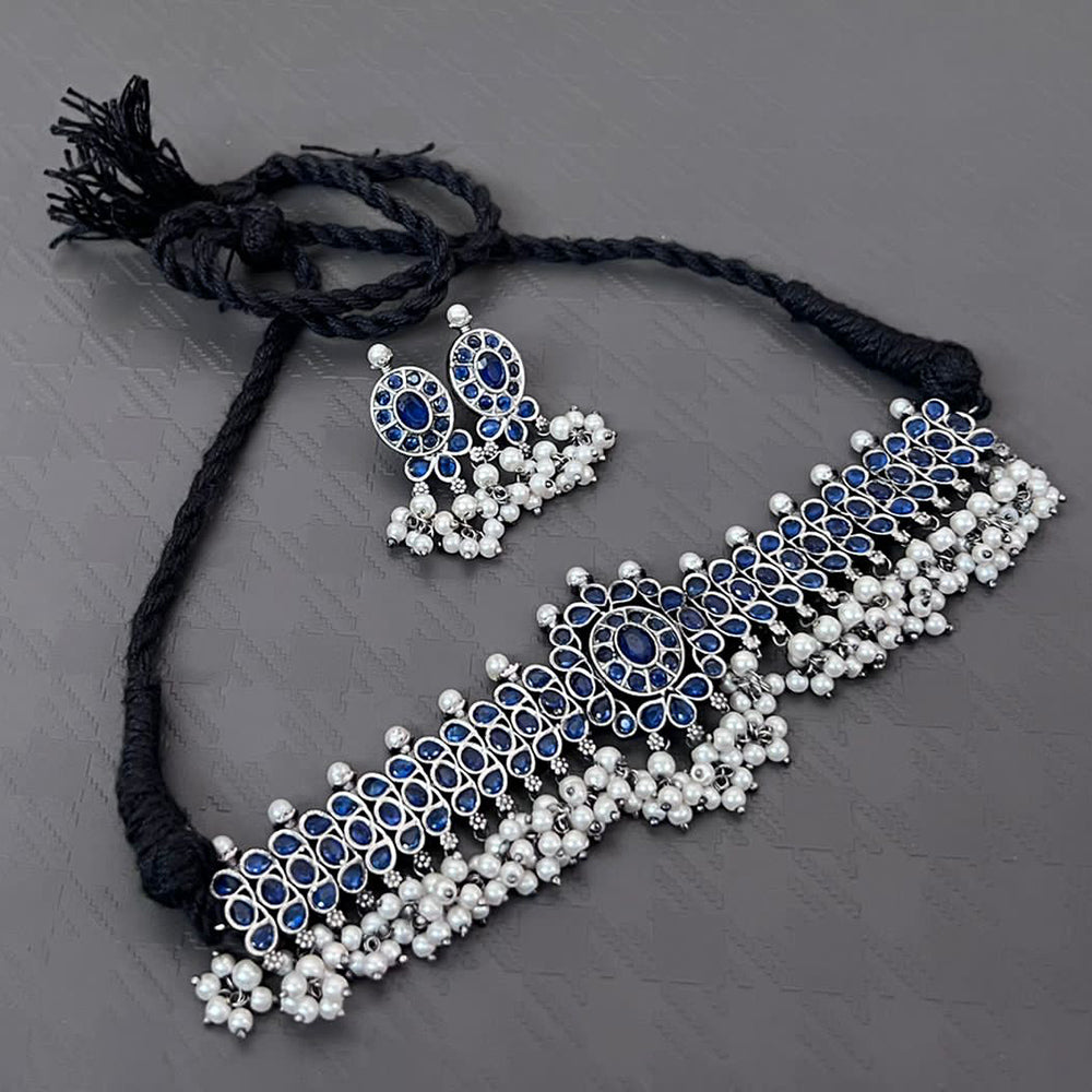 Vaamika Oxidized Plated Kundan Stone Necklace Set