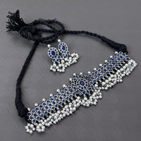 Vaamika Oxidized Plated Kundan Stone Necklace Set