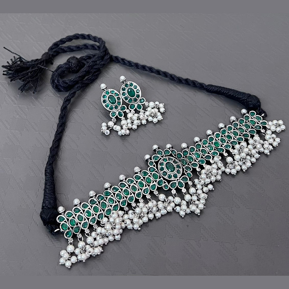 Vaamika Oxidized Plated Kundan Stone Necklace Set