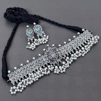 Vaamika Oxidized Plated Kundan Stone Necklace Set