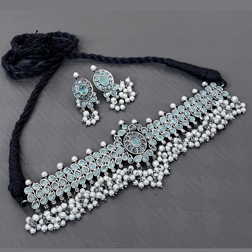 Vaamika Oxidized Plated Kundan Stone Necklace Set