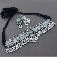 Vaamika Oxidized Plated Kundan Stone Necklace Set