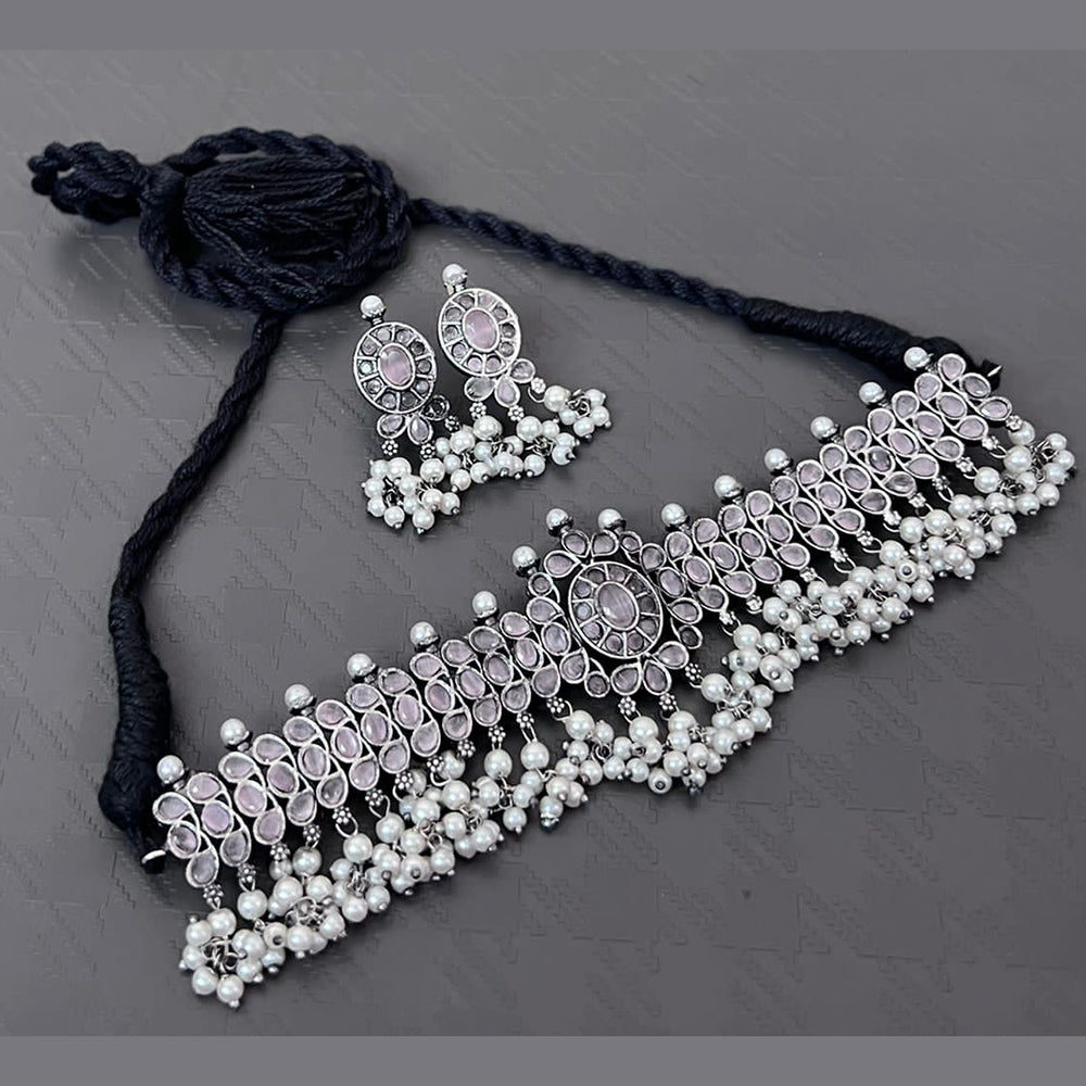 Vaamika Oxidized Plated Kundan Stone Necklace Set