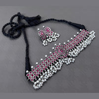 Vaamika Oxidized Plated Kundan Stone Necklace Set