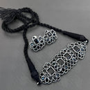 Vaamika Oxidized Plated Kundan Stone Necklace Set