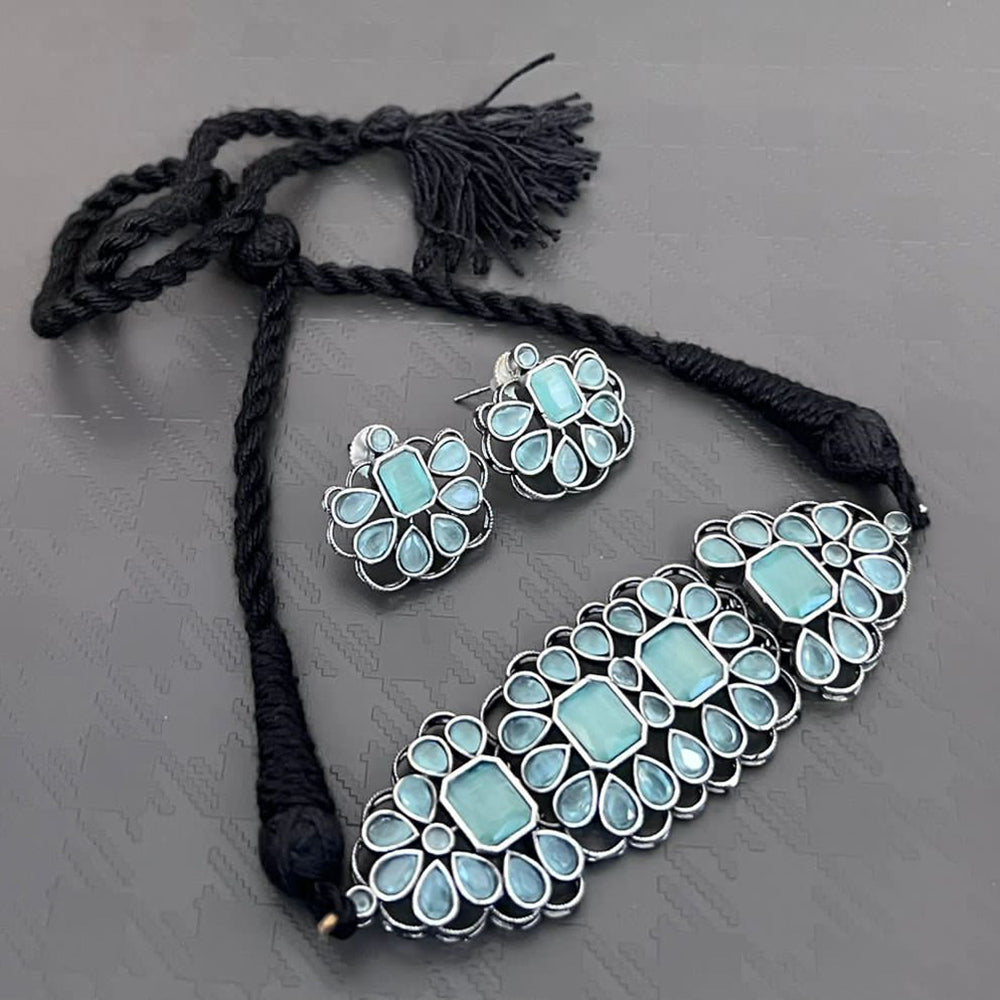 Vaamika Oxidized Plated Kundan Stone Necklace Set