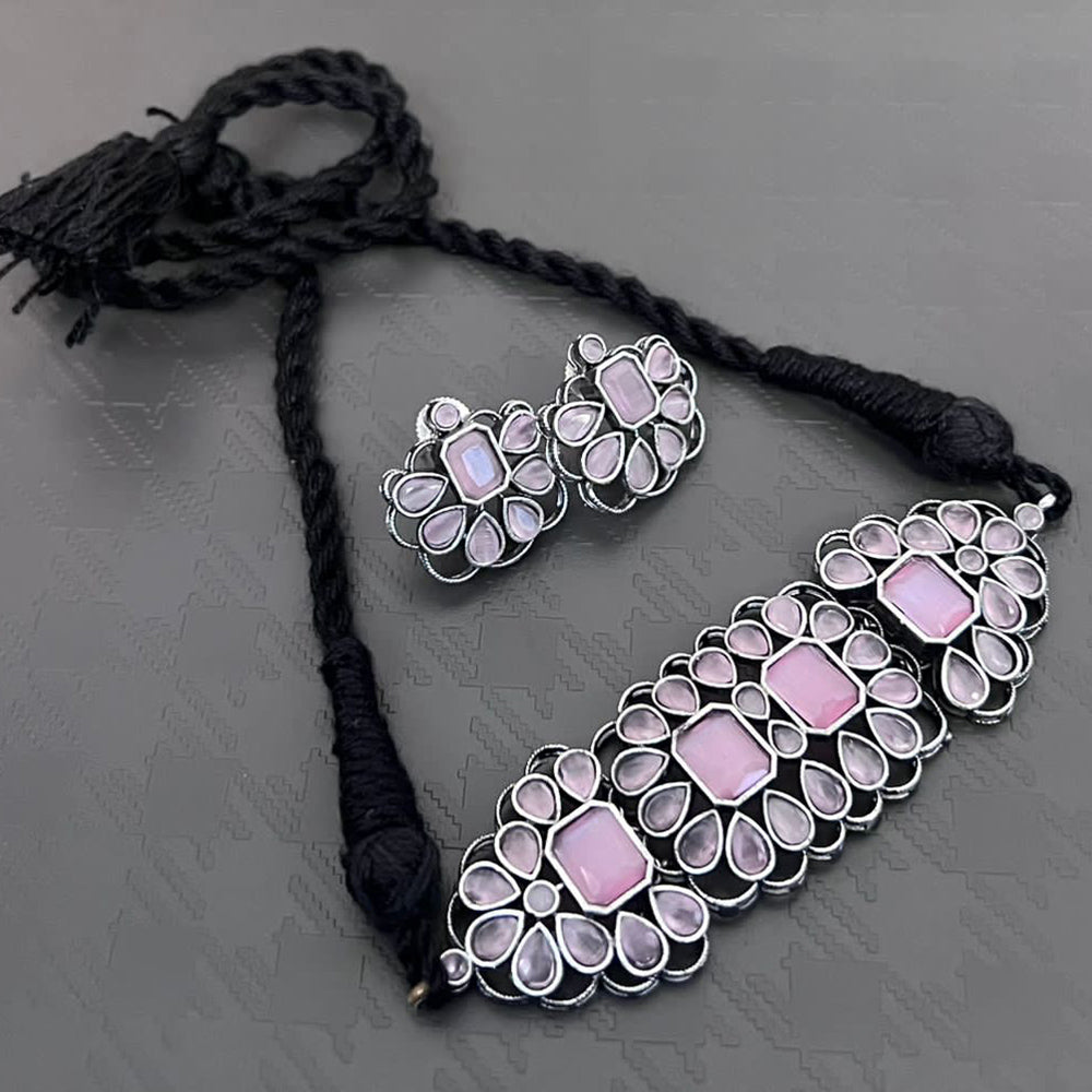 Vaamika Oxidized Plated Kundan Stone Necklace Set