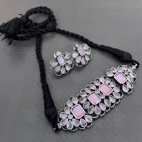 Vaamika Oxidized Plated Kundan Stone Necklace Set