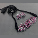 Vaamika Oxidized Plated Kundan Stone Necklace Set