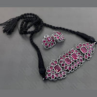 Vaamika Oxidized Plated Kundan Stone Necklace Set