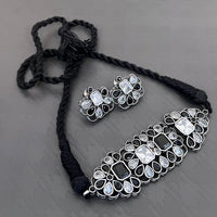 Vaamika Oxidized Plated Kundan Stone Necklace Set