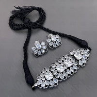 Vaamika Oxidized Plated Kundan Stone Necklace Set