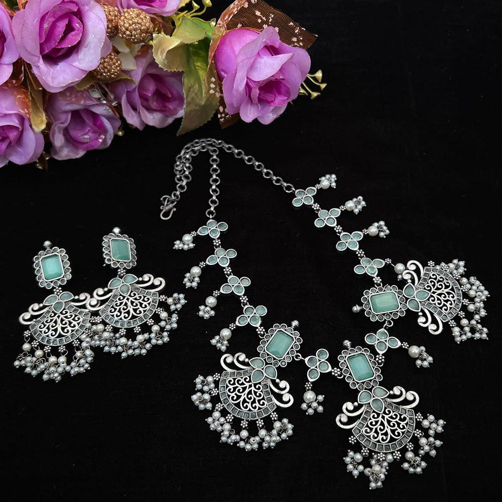 Vaamika Oxidized Plated Kundan Stone Necklace Set
