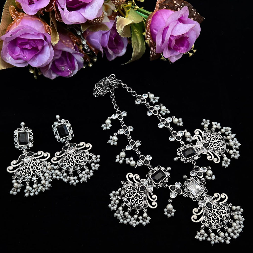 Vaamika Oxidized Plated Kundan Stone Necklace Set