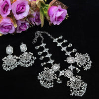 Vaamika Oxidized Plated Kundan Stone Necklace Set