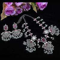 Vaamika Oxidized Plated Kundan Stone Necklace Set