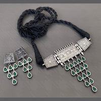 Vaamika Oxidized Plated Kundan Stone Necklace Set