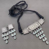 Vaamika Oxidized Plated Kundan Stone Necklace Set