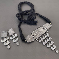 Vaamika Oxidized Plated Kundan Stone Necklace Set