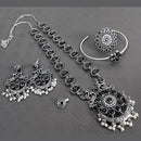 Vaamika Oxidized Plated Kundan Stone Necklace Set