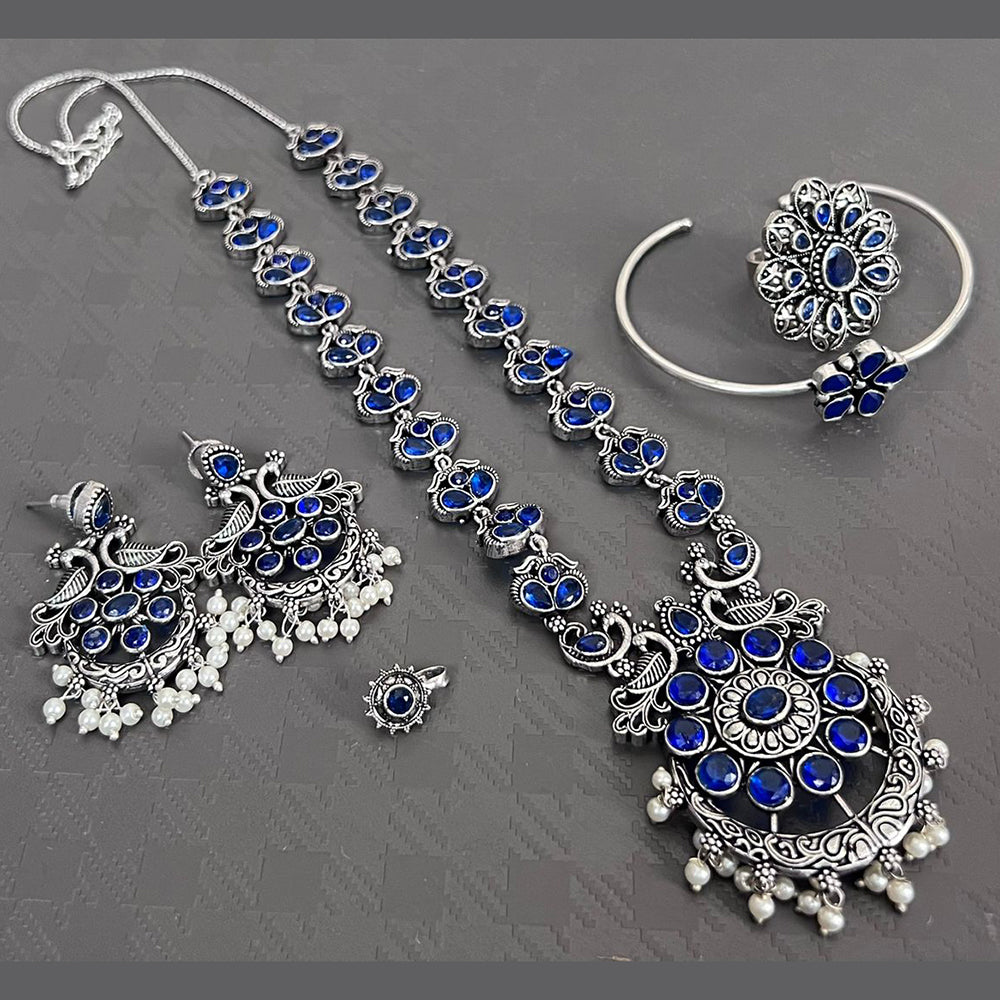 Vaamika Oxidized Plated Kundan Stone Necklace Set