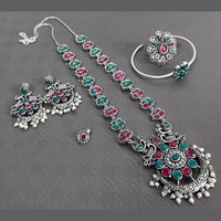Vaamika Oxidized Plated Kundan Stone Necklace Set