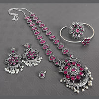 Vaamika Oxidized Plated Kundan Stone Necklace Set