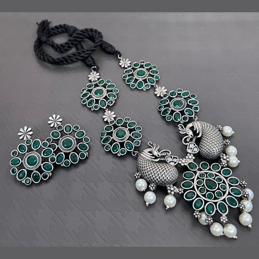 Vaamika Oxidized Plated Kundan Stone Necklace Set