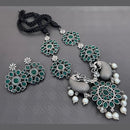 Vaamika Oxidized Plated Kundan Stone Necklace Set