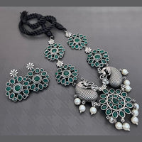 Vaamika Oxidized Plated Kundan Stone Necklace Set