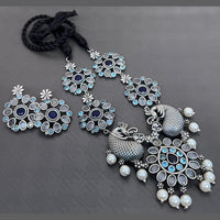 Vaamika Oxidized Plated Kundan Stone Necklace Set