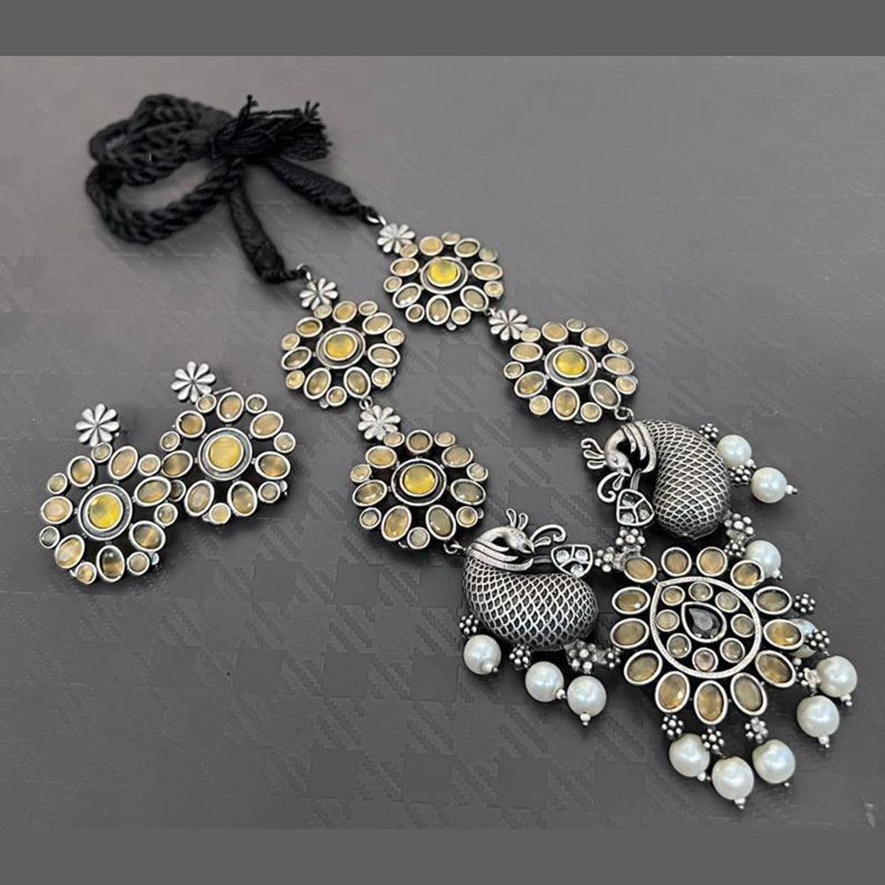 Vaamika Oxidized Plated Kundan Stone Necklace Set