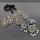 Vaamika Oxidized Plated Kundan Stone Necklace Set