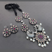 Vaamika Oxidized Plated Kundan Stone Necklace Set