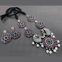 Vaamika Oxidized Plated Kundan Stone Necklace Set
