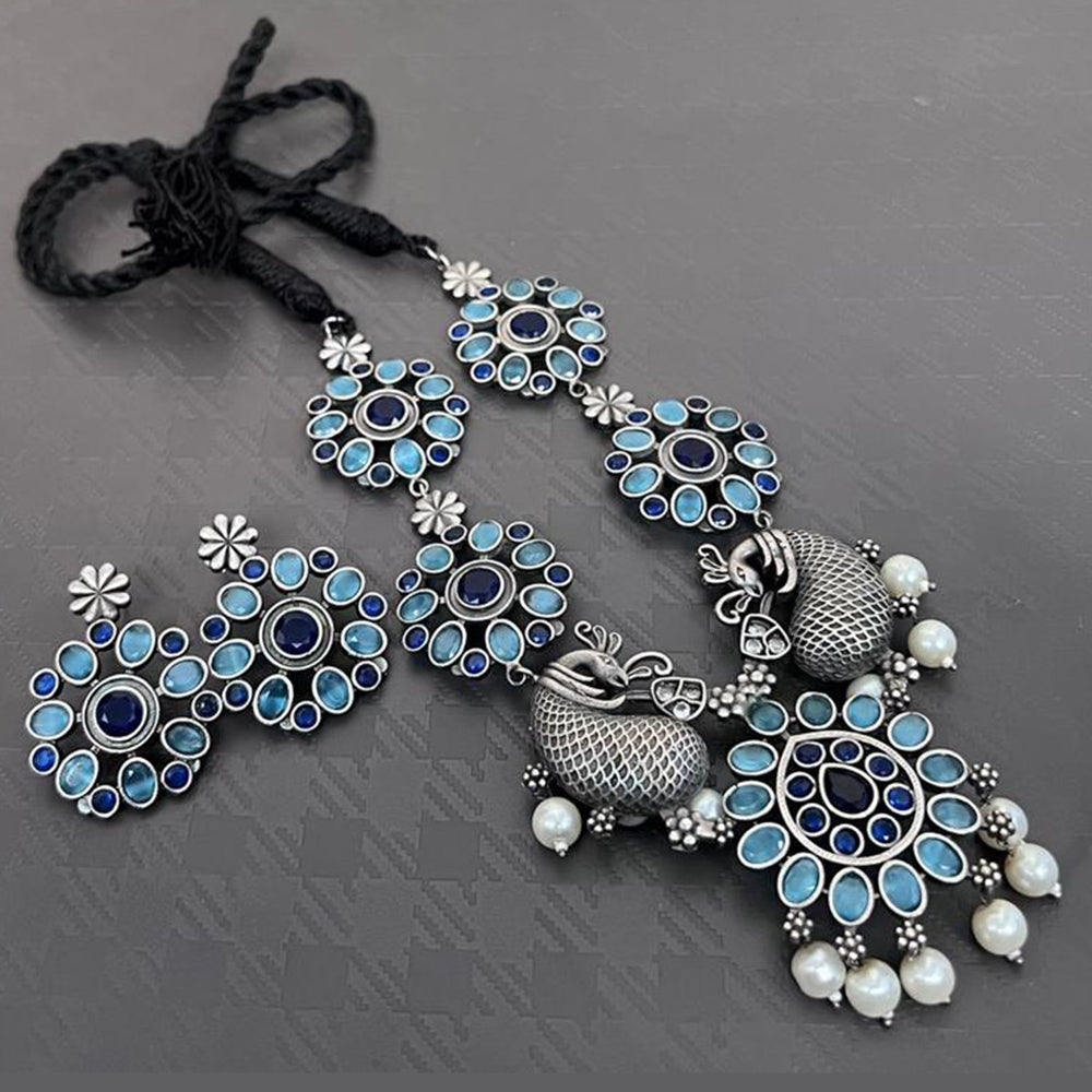 Vaamika Oxidized Plated Kundan Stone Necklace Set