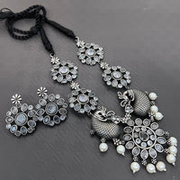 Vaamika Oxidized Plated Kundan Stone Necklace Set