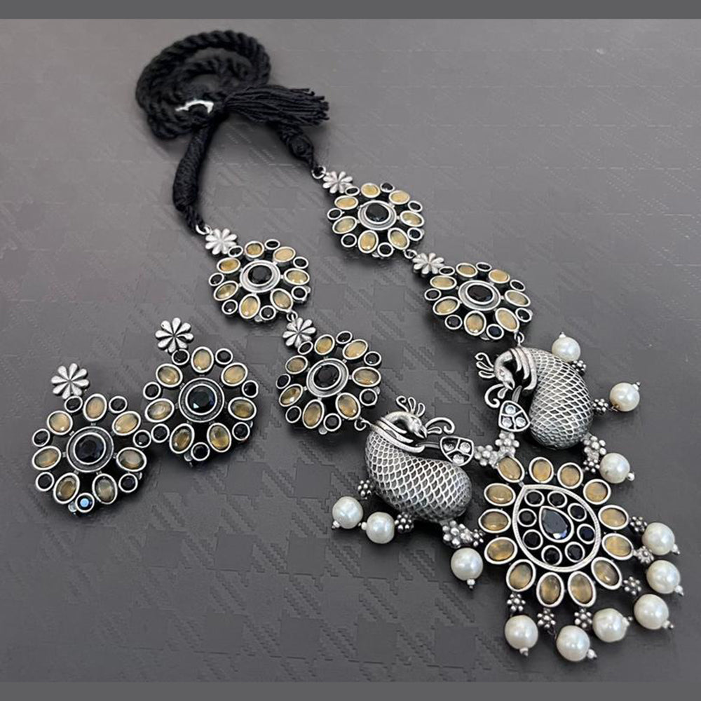 Vaamika Oxidized Plated Kundan Stone Necklace Set