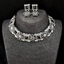 Vaamika Silver Plated Crystal Stone Necklace Set