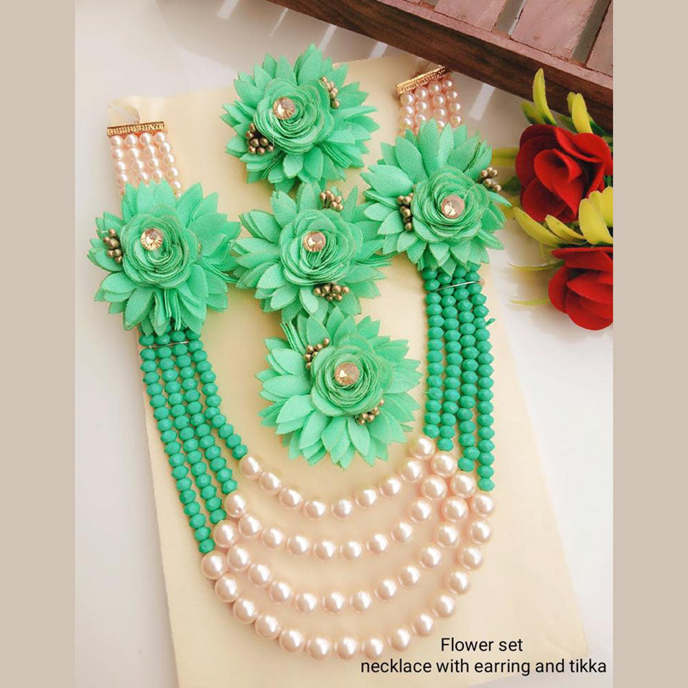 Gold  Plated Pearl Long Necklace Set