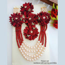 Gold  Plated Pearl Long Necklace Set