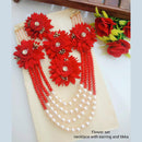 Gold  Plated Pearl Long Necklace Set