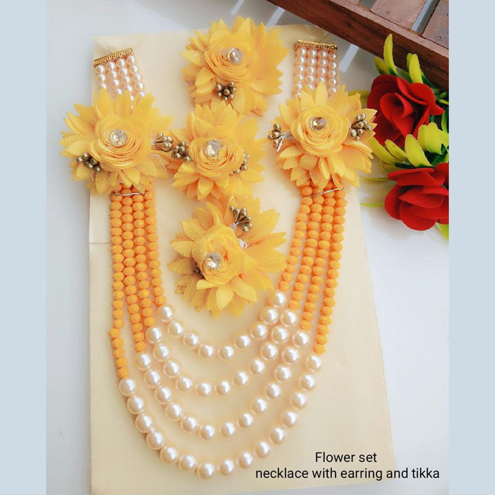 Gold  Plated Pearl Long Necklace Set