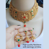 Gold  Plated Kundan Stone Choker Necklace Set