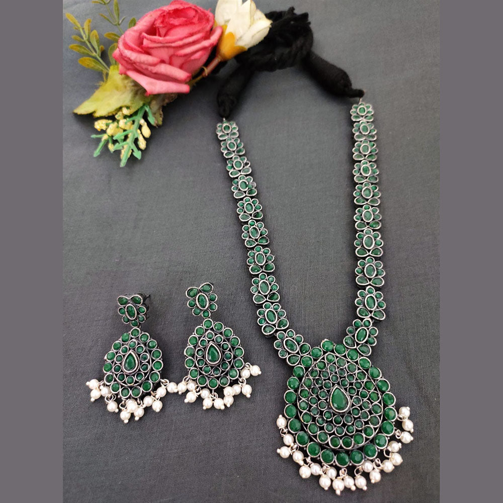 Oxidised Plated Kundan Stone Necklace Set
