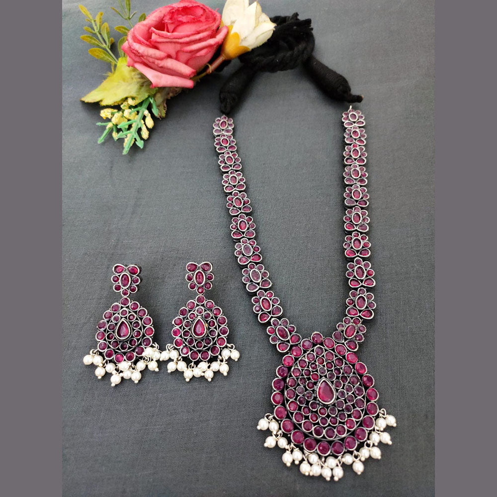 Oxidised Plated Kundan Stone Necklace Set
