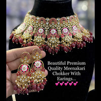 Vaamika Gold Plated Beads & Kundan Stone Necklace Set