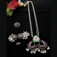 Vaamika Oxidized Plated Kundan Stone Necklace Set